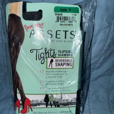 NEW Love Assets Sara Blakely Shaping Tights Size 3 Black Flipside Diamond Spanx